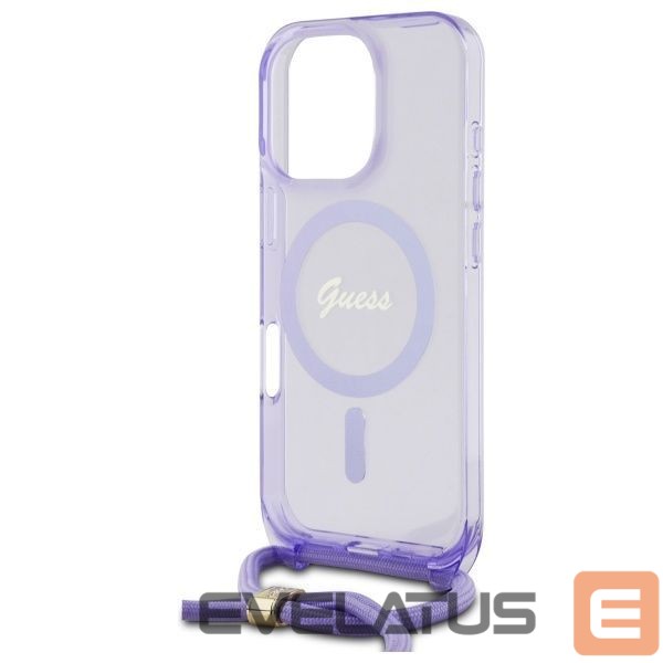 Kitas telefono priedas Guess Guess Crossbody Cord Script MagSafe Case for iPhone 16 Pro - Purple