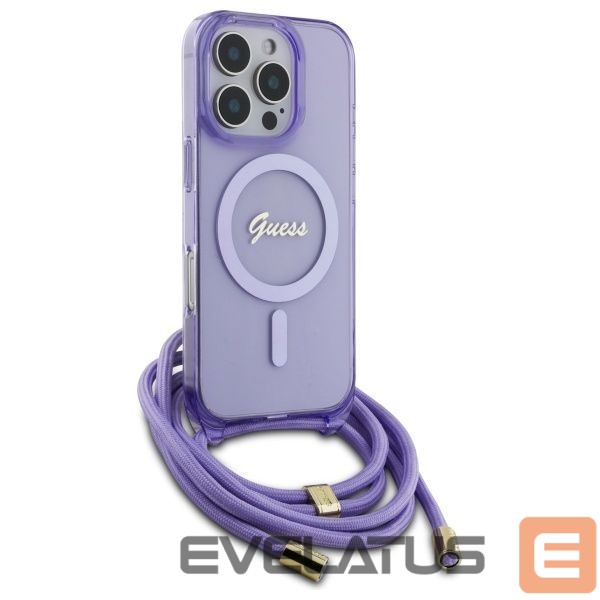 Kitas telefono priedas Guess Guess Crossbody Cord Script MagSafe Case for iPhone 16 Pro - Purple