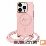 Kitas telefono priedas Guess  Guess Crossbody Cord Script MagSafe iPhone 16 Case - Pink 