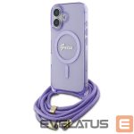 Kitas telefono priedas Guess  Guess Crossbody Cord Script MagSafe iPhone 16 Case - Purple 