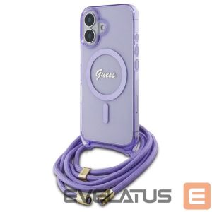 Kitas telefono priedas Guess  Guess Crossbody Cord Script MagSafe iPhone 16 Case - Purple 
