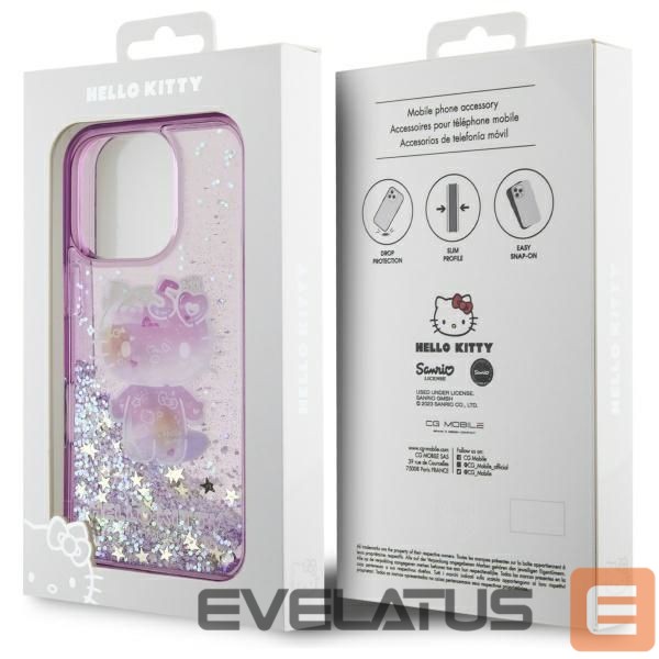 Kitas telefono priedas Hello Kitty Hello Kitty Liquid Glitter 50TH Anniversary Party iPhone 16 Pro Case - Purple