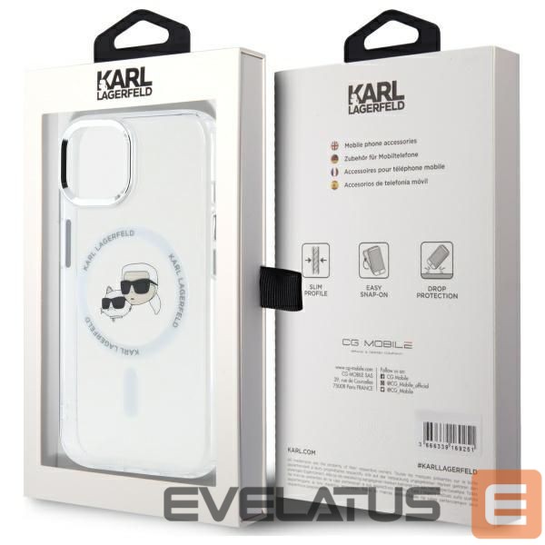 Kitas telefono priedas Karl Lagerfeld Karl Lagerfeld KLHMP14SHLSKCH iPhone 14 6.1" white/white hardcase IML Metal Karl&Choupette Head MagSafe