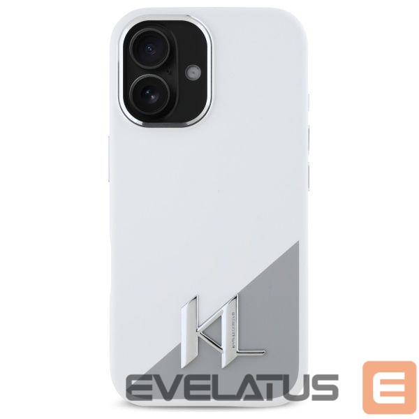 Kitas telefono priedas Karl Lagerfeld Karl Lagerfeld Silicone Initial Metal Logo MagSafe iPhone 16 Case - White