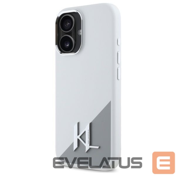 Kitas telefono priedas Karl Lagerfeld Karl Lagerfeld Silicone Initial Metal Logo MagSafe iPhone 16 Case - White