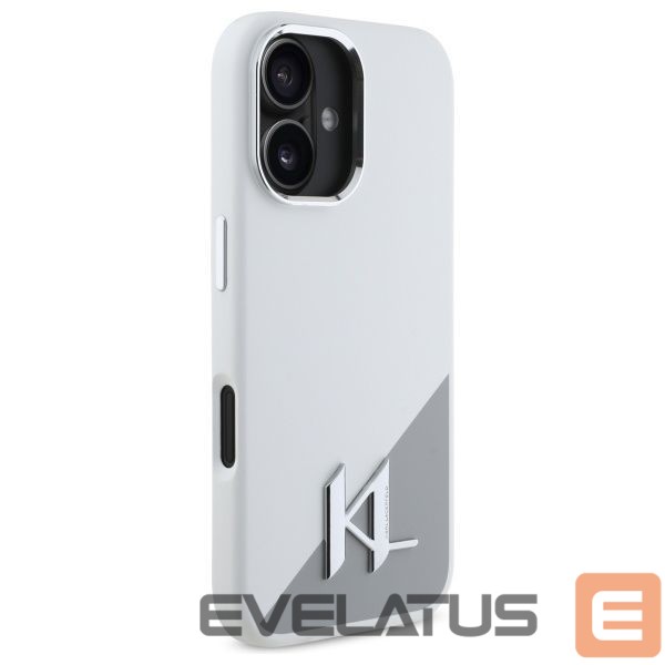 Kitas telefono priedas Karl Lagerfeld Karl Lagerfeld Silicone Initial Metal Logo MagSafe iPhone 16 Case - White