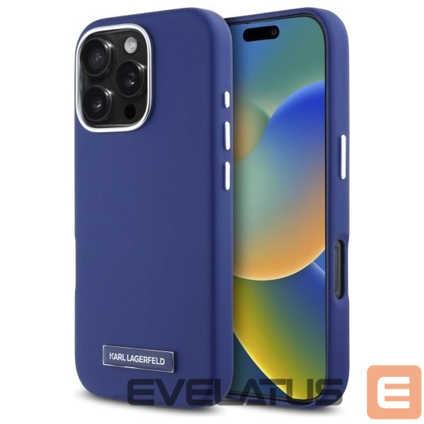 Kitas telefono priedas Karl Lagerfeld Karl Lagerfeld FW Metal Plate MagSafe iPhone 16 Pro Max Case - Blue