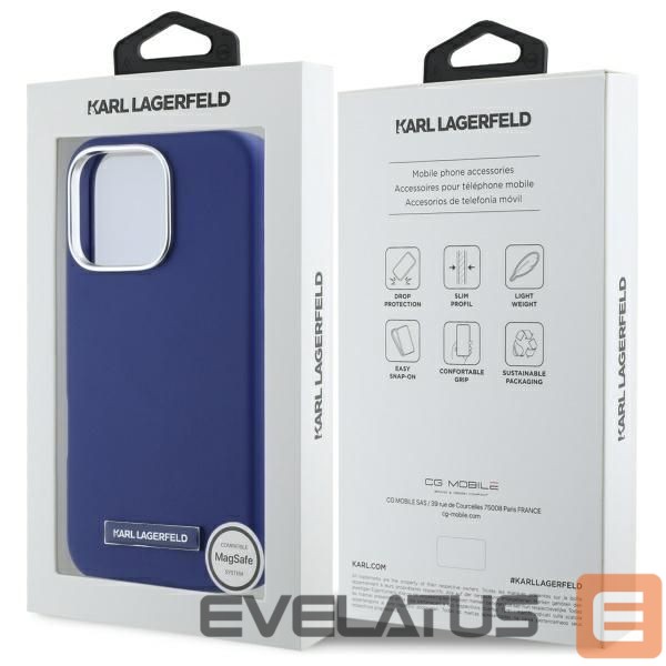 Kitas telefono priedas Karl Lagerfeld Karl Lagerfeld FW Metal Plate MagSafe iPhone 16 Pro Max Case - Blue