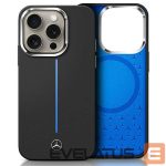 Kitas telefono priedas Mercedes-Benz  Mercedes Silicone Blue Stripe MagSafe iPhone 16 Case - Black 