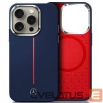 Kitas telefono priedas Mercedes-Benz  Mercedes Silicone Red Stripe MagSafe Case for iPhone 16 Pro Max - Navy Blue 