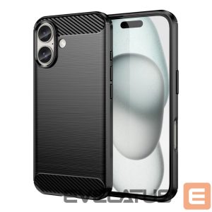 Nugarėlės dėklai Hurtel - Carbon Case for iPhone 16 Silicone Case - Black 