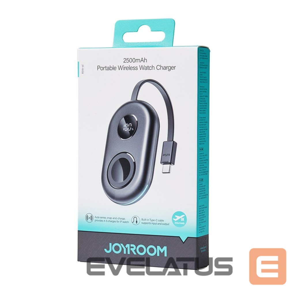 Išorinė baterija Joyroom Joyroom JR-W09 3W Wireless Charging Power Bank with USB-C Cable for Apple Watch - Black