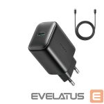 Adapteriai Joyroom  Joyroom JR-TCF23 network charger USB-C 25W SFC / PPS / PD - black + USB-C / USB-C cable 1m 