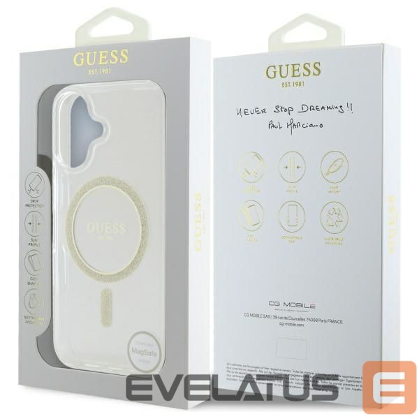 Kitas telefono priedas Guess Guess GUHMP16MHFGERET iPhone 16 Plus 6.7" transparent hardcase IML Glitter Circle MagSafe