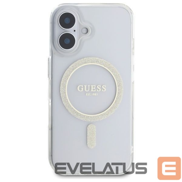 Kitas telefono priedas Guess Guess GUHMP16MHFGERET iPhone 16 Plus 6.7" transparent hardcase IML Glitter Circle MagSafe