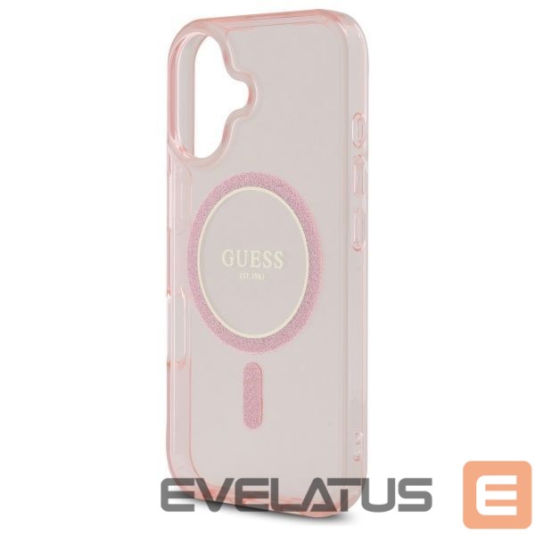 Kitas telefono priedas Guess Guess GUHMP16SHFGEREP iPhone 16 6.1" pink/pink hardcase IML Glitter Circle MagSafe