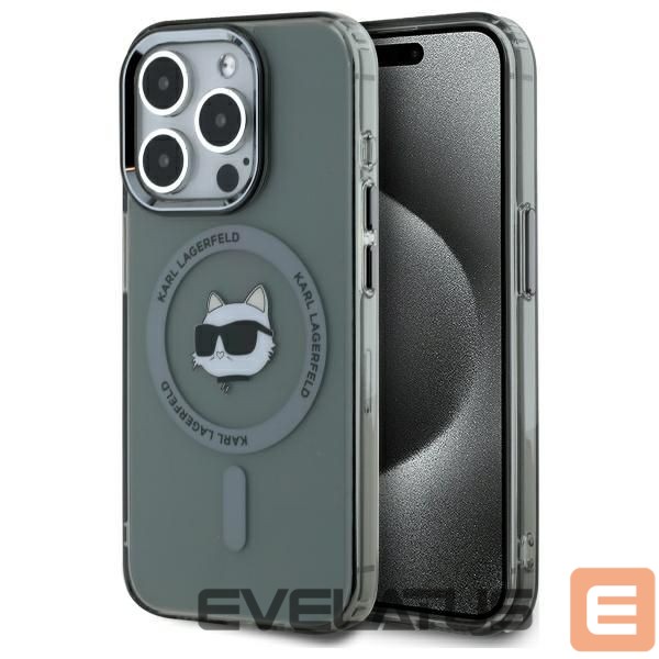 Kitas telefono priedas Karl Lagerfeld Karl Lagerfeld KLHMP15LHLSCHK iPhone 15 Pro 6.1" black/black hardcase IML Metal Choupette Head MagSafe