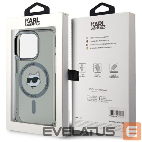 Kitas telefono priedas Karl Lagerfeld Karl Lagerfeld KLHMP15LHLSCHK iPhone 15 Pro 6.1" black/black hardcase IML Metal Choupette Head MagSafe