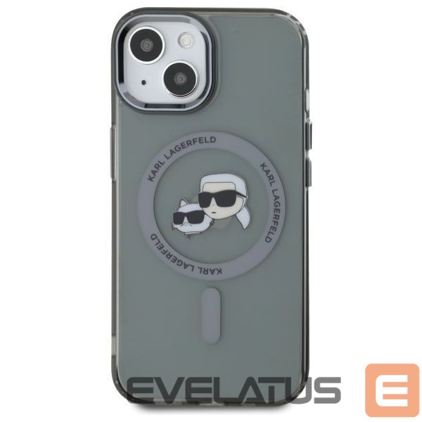 Kitas telefono priedas Karl Lagerfeld Karl Lagerfeld KLHMP15SHLSKCK iPhone 15 6.1" black/black hardcase IML Metal Karl&Choupette Head MagSafe
