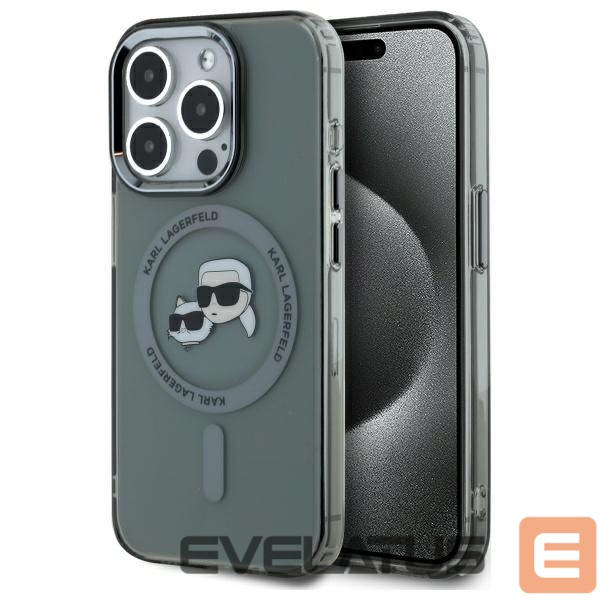 Kitas telefono priedas Karl Lagerfeld Karl Lagerfeld KLHMP15XHLSKCK iPhone 15 Pro Max 6.7" black/black hardcase IML Metal Karl&Choupette Head MagSafe