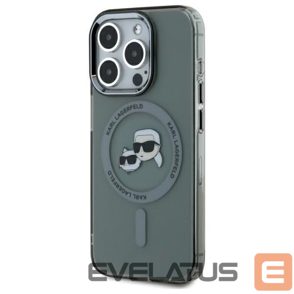 Kitas telefono priedas Karl Lagerfeld Karl Lagerfeld KLHMP15XHLSKCK iPhone 15 Pro Max 6.7" black/black hardcase IML Metal Karl&Choupette Head MagSafe