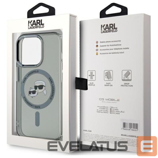 Kitas telefono priedas Karl Lagerfeld Karl Lagerfeld KLHMP15XHLSKCK iPhone 15 Pro Max 6.7" black/black hardcase IML Metal Karl&Choupette Head MagSafe