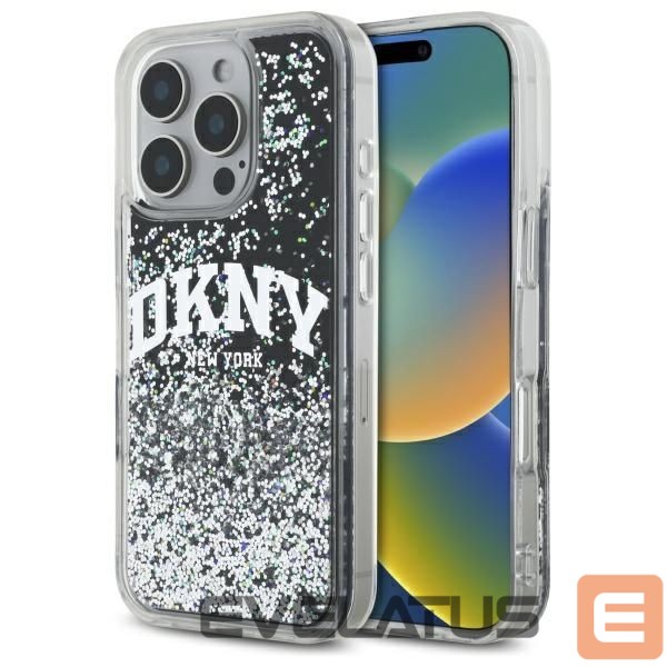 Kitas telefono priedas DKNY DKNY DKHCP16XLBNAEK iPhone 16 Pro Max 6.9" black/black hardcase Liquid Glitter Arch Logo