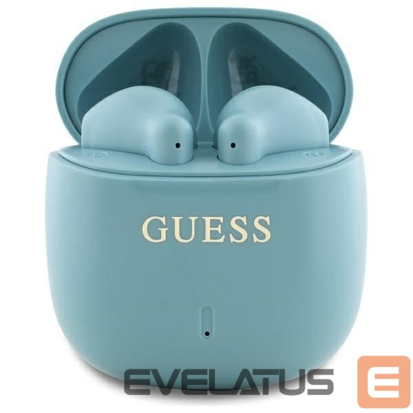 Kitas telefono priedas Guess Guess Bluetooth headphones GUTWSJ14ESGQ TWS + docking station turquoise/turquoise Printed Classic Logo