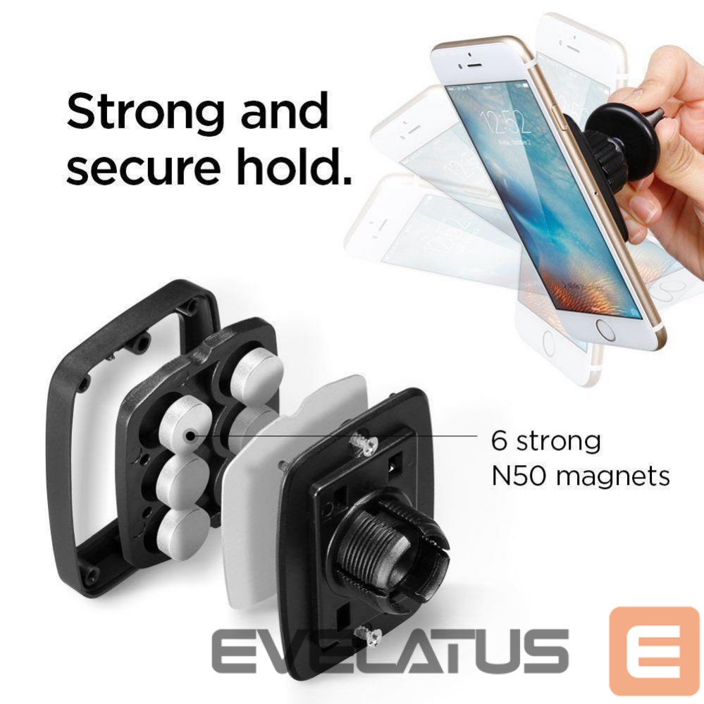 Automatinis laikiklis Spigen Spigen H12 phone holder for car air vent magnetic - black