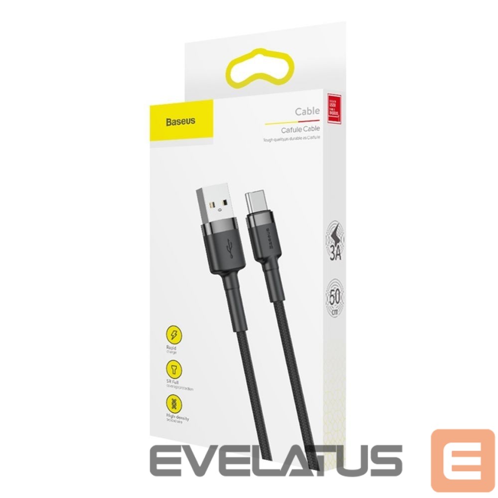 Kabelis Baseus Baseus Cafule USB-A / USB-C QC 3.0 3A cable 0.5 m - black-gray