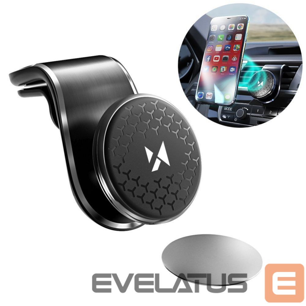Automatinis laikiklis Wozinsky Wozinsky Magnetic Car Grille Mount 360 Black (WMH-03)