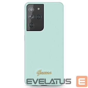Nugarėlės dėklai Guess  Guess GUHCS21LLSLMGLB S21 Ultra G998 blue/blue hardcase Silicone Script Metal Logo