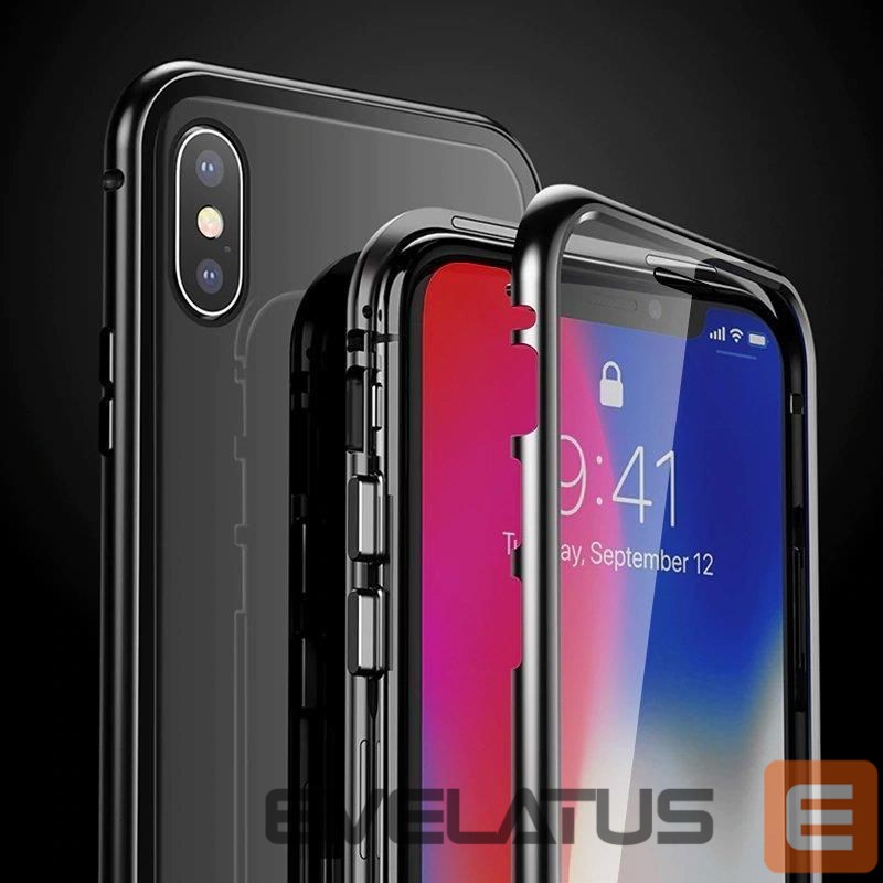 Nugarėlės dėklai Wozinsky Wozinsky Full Magnetic Case Full Body Front and Back Cover with built-in glass for Vivo X60 black-transparent