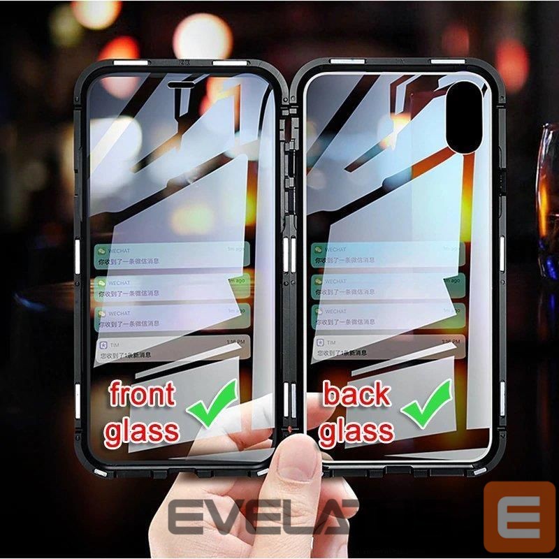 Nugarėlės dėklai Wozinsky Wozinsky Full Magnetic Case Full Body Front and Back Cover with built-in glass for Vivo X60 black-transparent