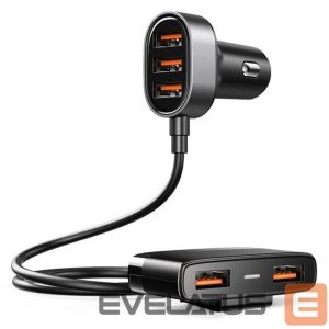 Adapteriai Joyroom  Joyroom fast car charger 5x USB 6.2 A with extension cable black (JR-CL03) 