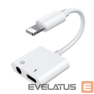Kabelis Joyroom  Joyroom S-Y104 headphone adapter Lightning - Lightning / mini jack 3.5mm - white 