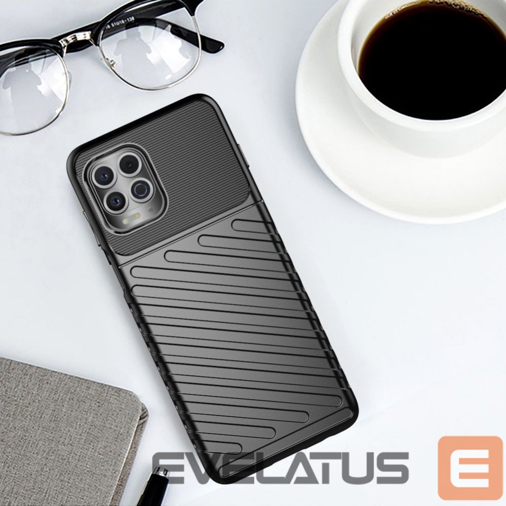 Nugarėlės dėklai Hurtel Thunder Case Flexible Tough Rugged Cover TPU Case for Motorola Moto G100 / Edge S black