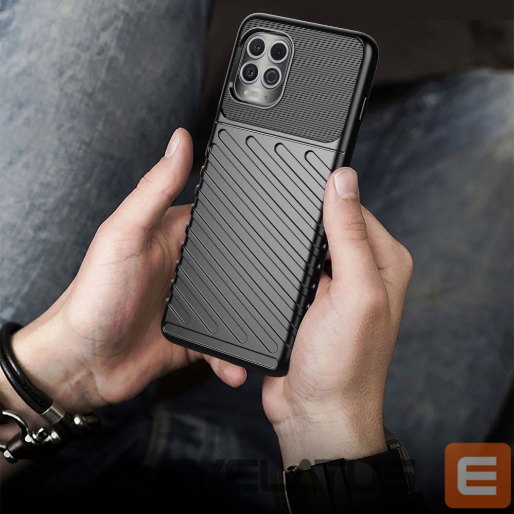Nugarėlės dėklai Hurtel Thunder Case Flexible Tough Rugged Cover TPU Case for Motorola Moto G100 / Edge S black
