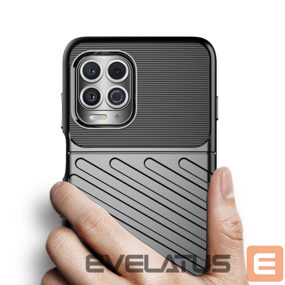 Nugarėlės dėklai Hurtel Thunder Case Flexible Tough Rugged Cover TPU Case for Motorola Moto G100 / Edge S black