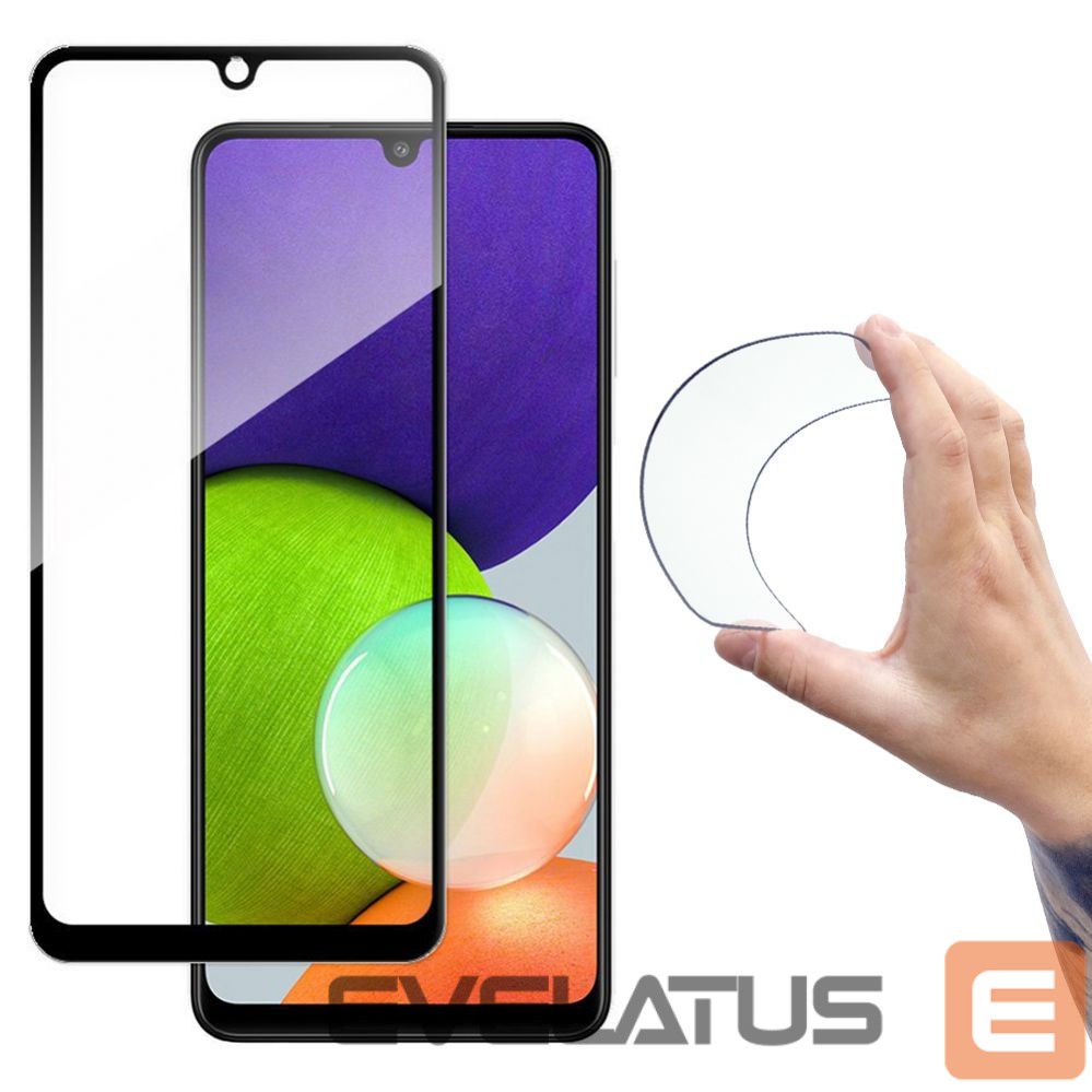 Apsauginiai stiklai Wozinsky Wozinsky Full Cover Flexi Nano Glass Hybrid Screen Protector with frame for Samsung Galaxy A22 4G black