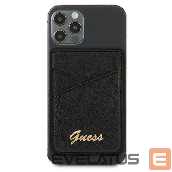 Nugarėlės dėklai Guess Guess Wallet Card Slot GUWMSSASLBK MagSafe Saffiano black/black