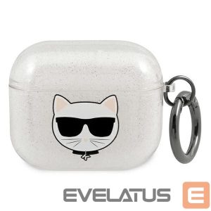Nugarėlės dėklai Karl Lagerfeld  Karl Lagerfeld KLA3UCHGS AirPods 3 cover srebrny/silver Glitter Choupette 