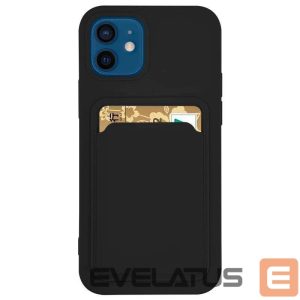 Nugarėlės dėklai Hurtel  Card Case Silicone Wallet Case with Card Slot Documents for Samsung Galaxy A22 4G Black 