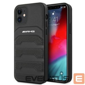 Nugarėlės dėklai Mercedes-Benz  AMG Leather Debossed Lines case for iPhone 12 mini - black 
