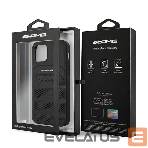 Nugarėlės dėklai Mercedes-Benz AMG Leather Debossed Lines case for iPhone 12 mini - black