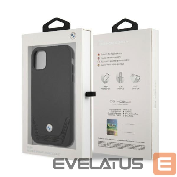 Nugarėlės dėklai BMW BMW Leather Perforate Case for iPhone 11 / Xr - Black
