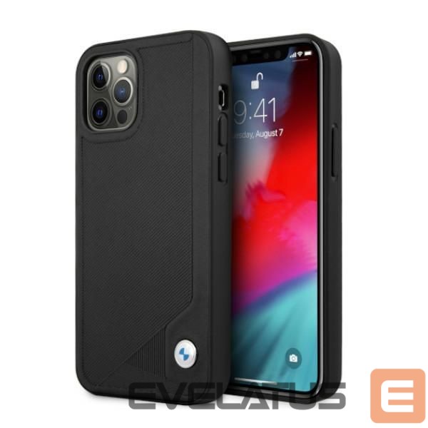 Nugarėlės dėklai BMW BMW Leather Deboss Case for iPhone 12 Pro Max - Black