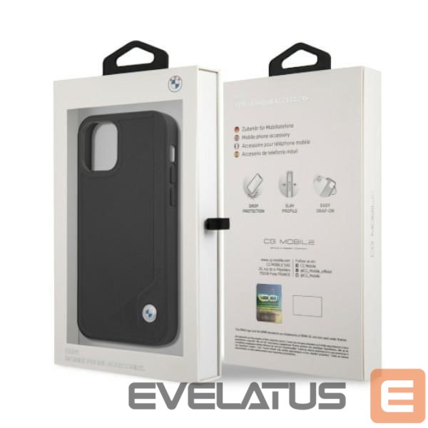 Nugarėlės dėklai BMW BMW Leather Deboss Case for iPhone 12 Pro Max - Black