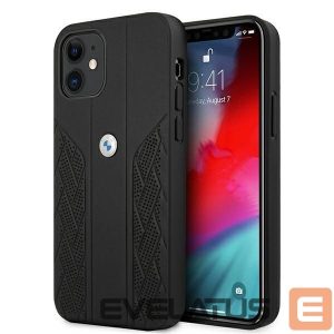 Nugarėlės dėklai BMW  BMW Leather Curve Perforate Case for iPhone 12 mini - Black 