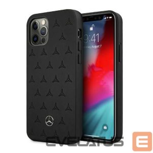 Nugarėlės dėklai Mercedes-Benz  Mercedes Leather Stars Pattern Case for iPhone 12 Pro Max - Black 